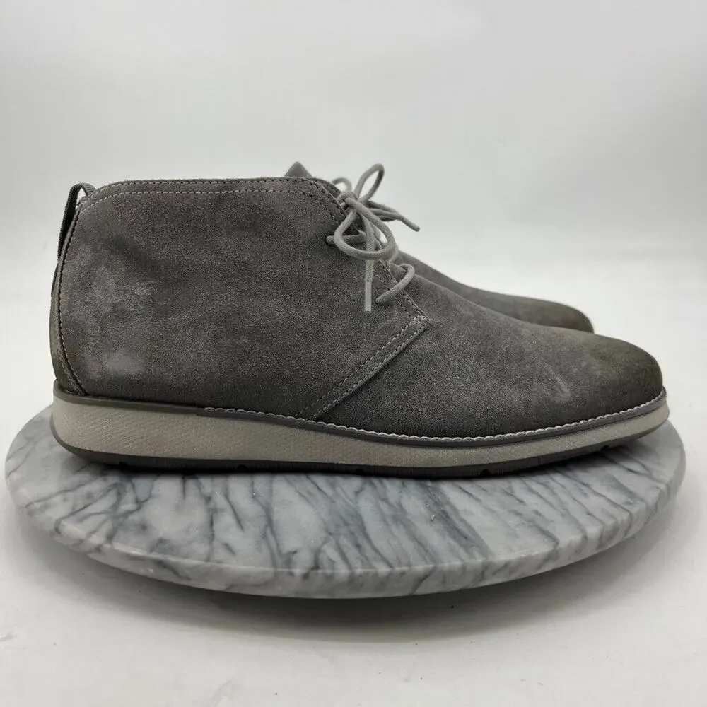 Johnnie O Mens 10‎ Boots Grey Suede The Chill Chukka 2.0 Shoes Lace Up Ankle